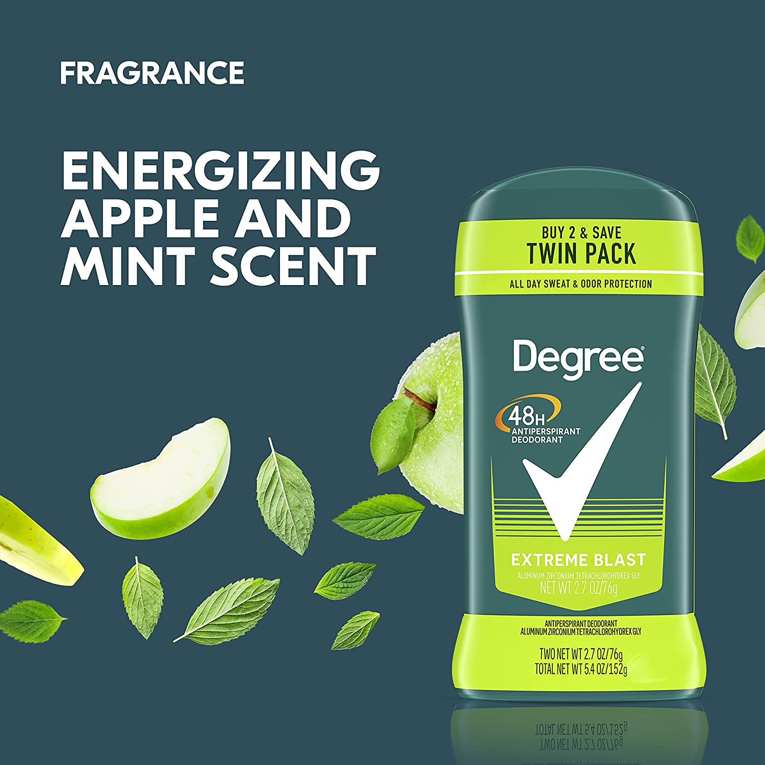 Degree Men Original Protection Antiperspirant Deodorant 48-Hour Sweat & Odor Protection Extreme Blast Antiperspirant For Men 2.7 oz, Twin Pack - Image 5